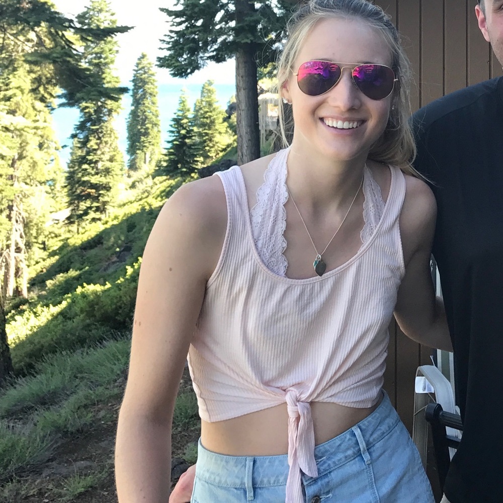 LA Hearts Ribbed Peach Tee Shirt